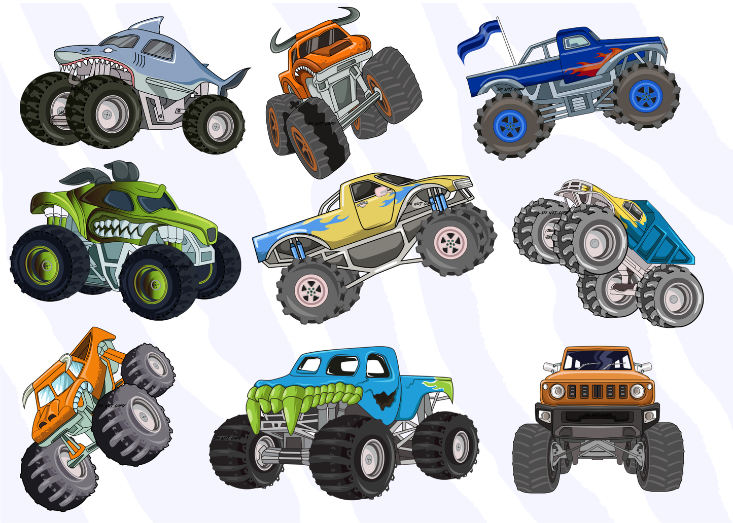 Monster Truck Drink Bottle Decals