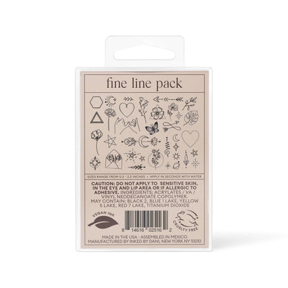 Fine Line Temporary Tattoo Pack