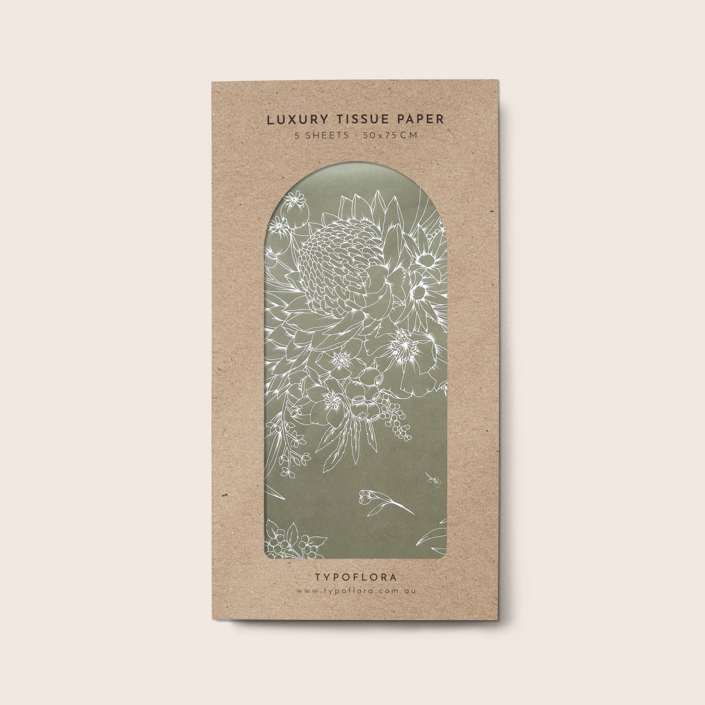 Tissue Paper - King Protea In Olive
