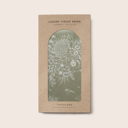 Tissue Paper - King Protea In Olive