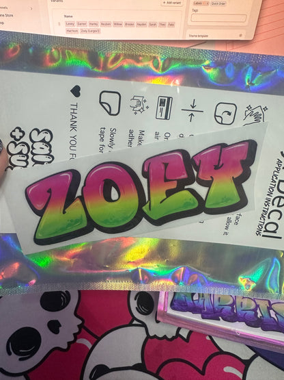 Pre-made Drink Bottle Name decals